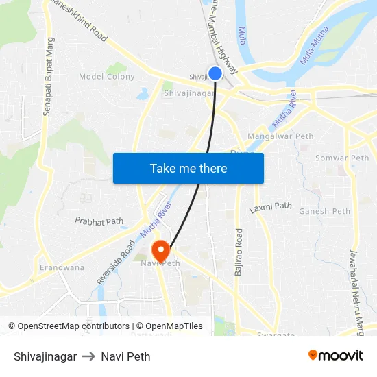 Shivajinagar to Navi Peth map