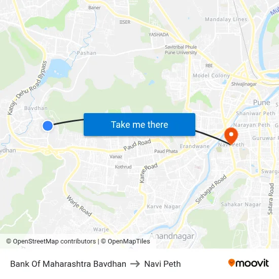 Bank Of Maharashtra Bavdhan to Navi Peth map