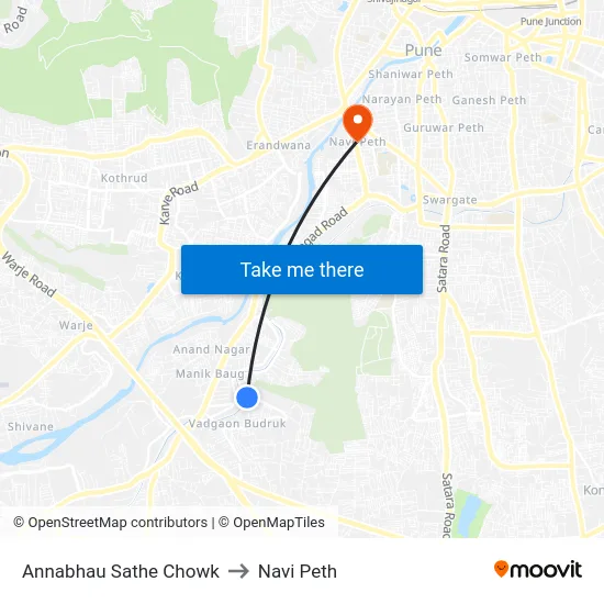 Annabhau Sathe Chowk to Navi Peth map