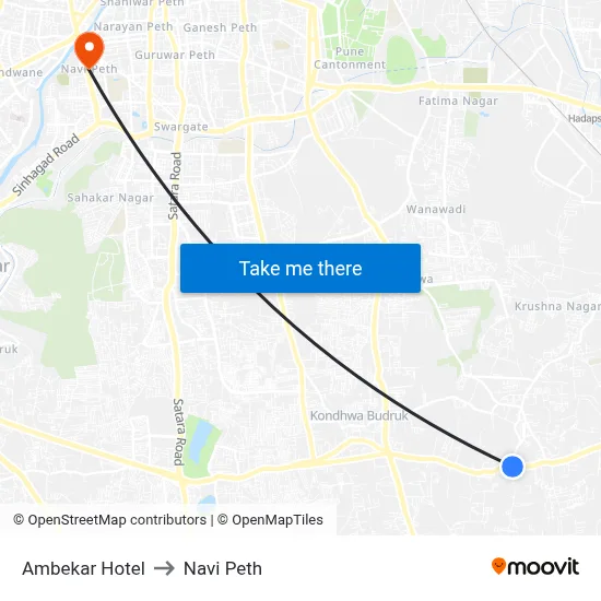 Ambekar Hotel to Navi Peth map