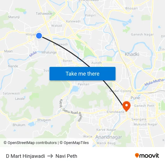 D Mart Hinjawadi to Navi Peth map