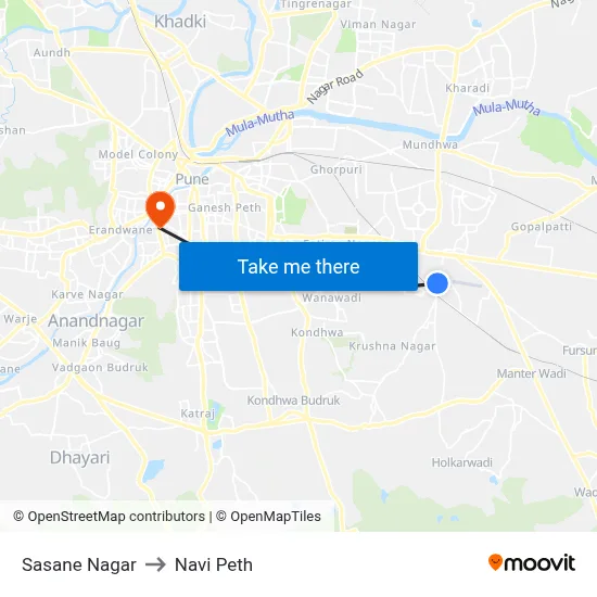 Sasane Nagar to Navi Peth map