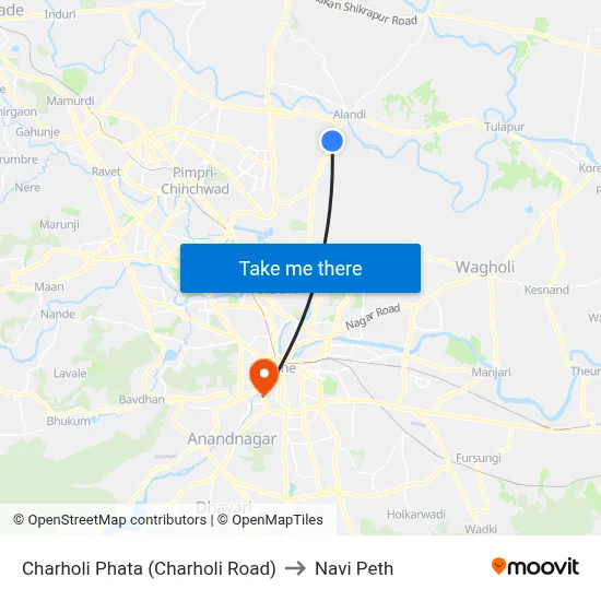Charholi Phata (Charholi Road) to Navi Peth map
