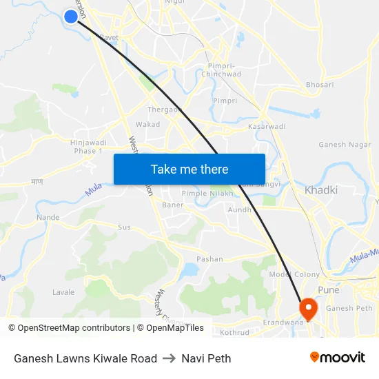 Ganesh Lawns Kiwale Road to Navi Peth map