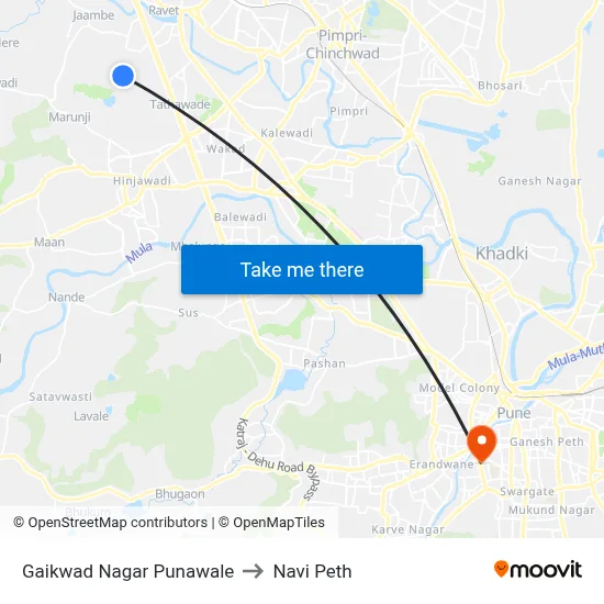 Gaikwad Nagar Punawale to Navi Peth map
