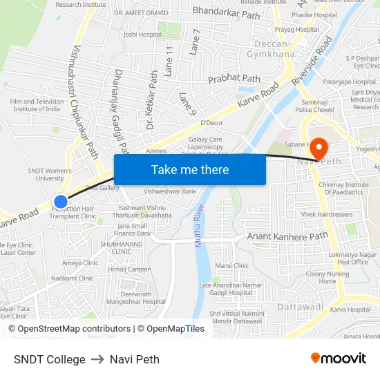 SNDT College to Navi Peth map