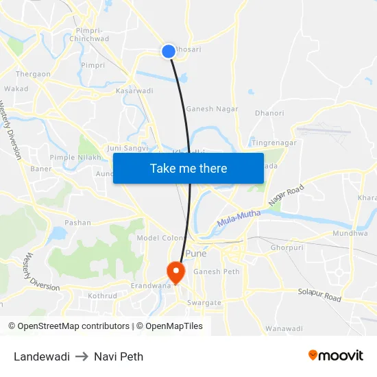 Landewadi to Navi Peth map