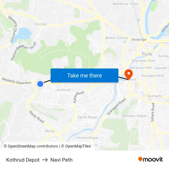 Kothrud Depot to Navi Peth map
