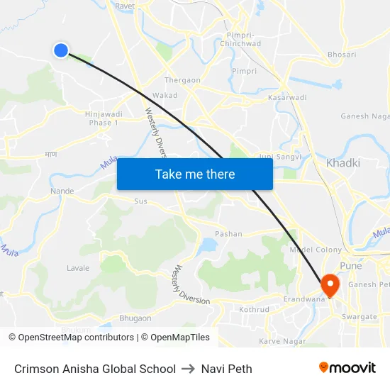 Crimson Anisha Global School to Navi Peth map
