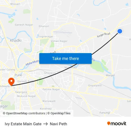 Ivy Estate Main Gate to Navi Peth map