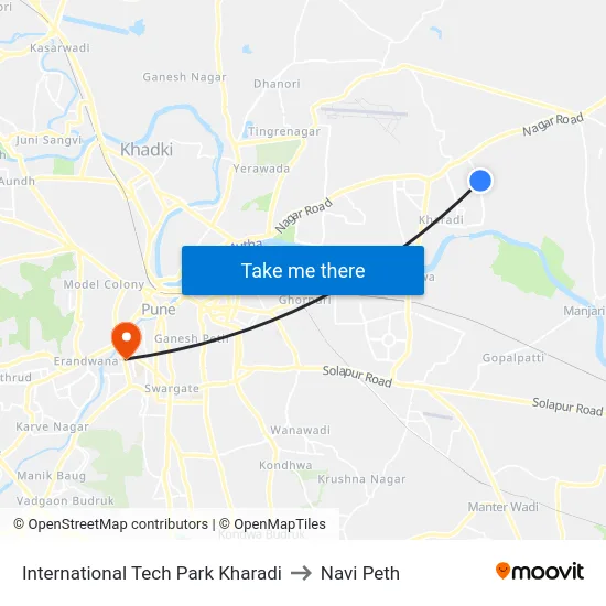 International Tech Park Kharadi to Navi Peth map