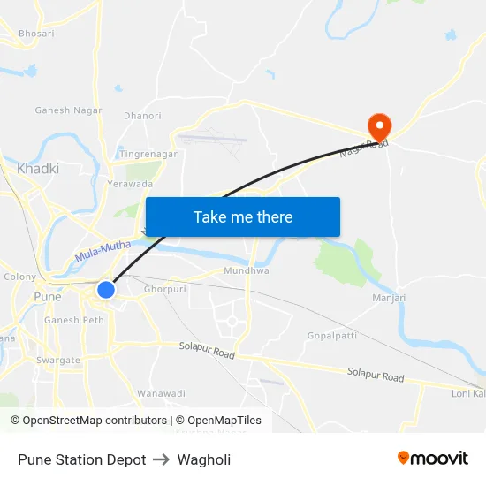 Pune Station Depot to Wagholi map