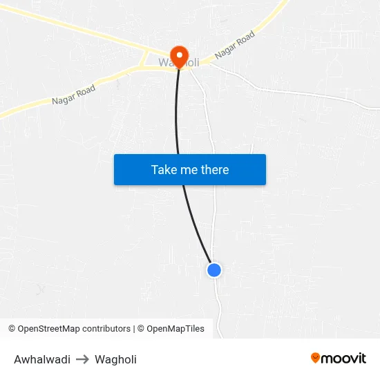 Awhalwadi to Wagholi map