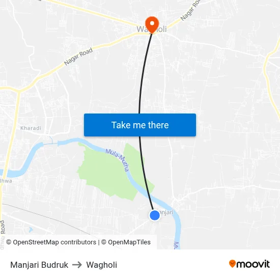 Manjari Budruk to Wagholi map