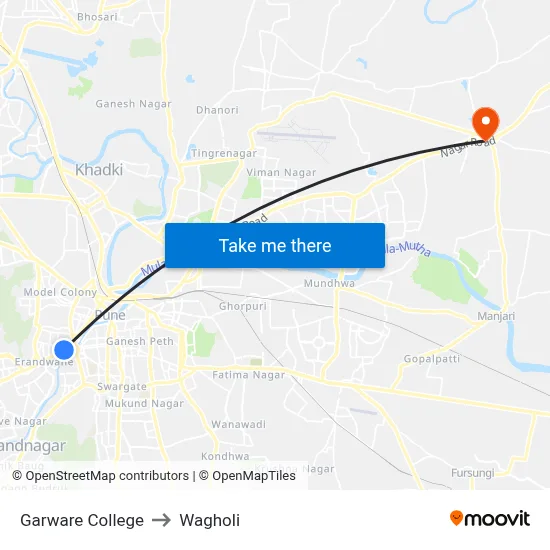Garware College to Wagholi map