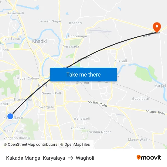 Kakade Mangal Karyalaya to Wagholi map