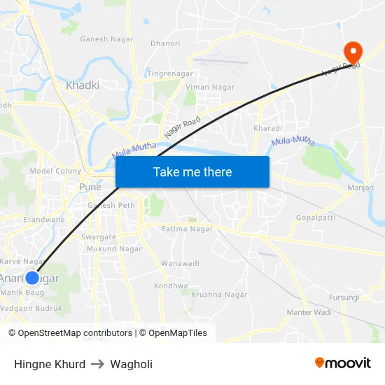 Hingne Khurd to Wagholi map
