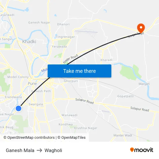 Ganesh Mala to Wagholi map