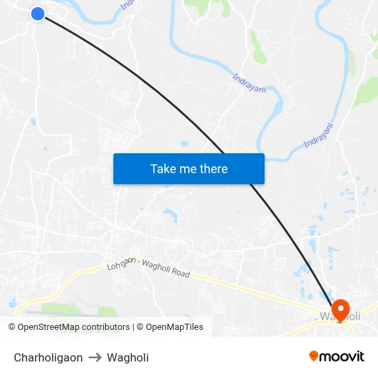 Charholigaon to Wagholi map