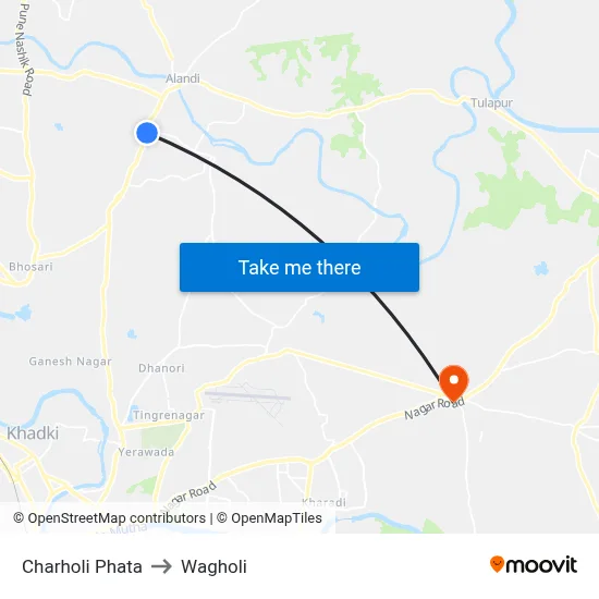 Charholi Phata to Wagholi map