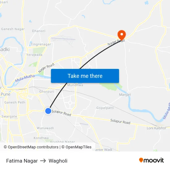 Fatima Nagar to Wagholi map
