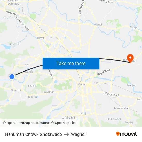Hanuman Chowk Ghotawade to Wagholi map