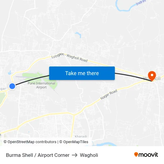 Burma Shell / Airport Corner to Wagholi map