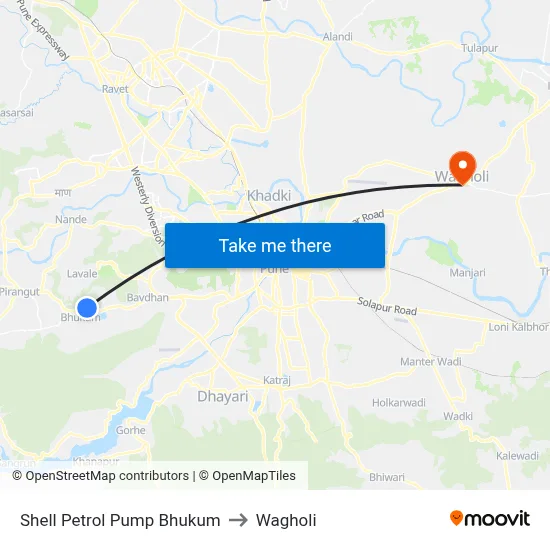 Shell Petrol Pump Bhukum to Wagholi map
