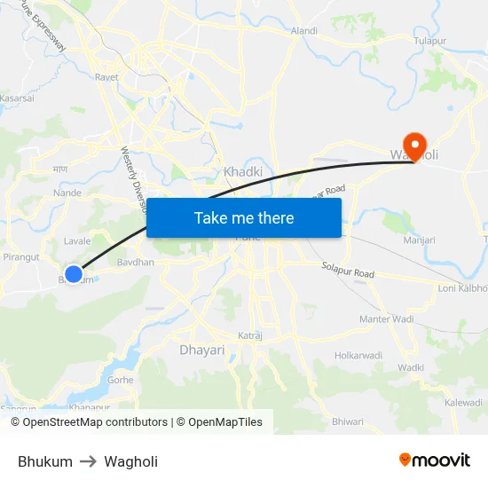 Bhukum to Wagholi map