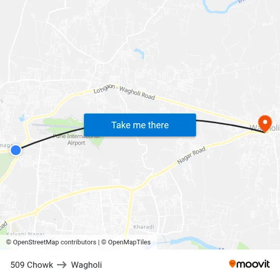 509 Chowk to Wagholi map