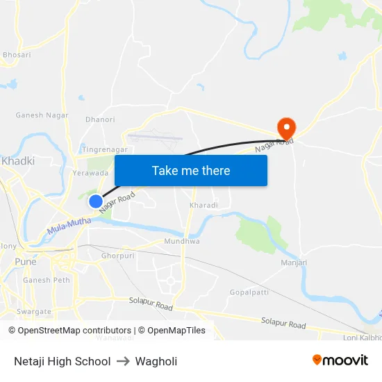 Netaji High School to Wagholi map