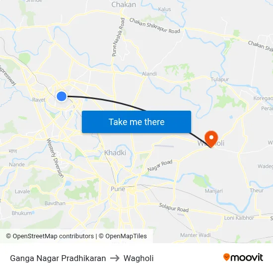 Ganga Nagar Pradhikaran to Wagholi map