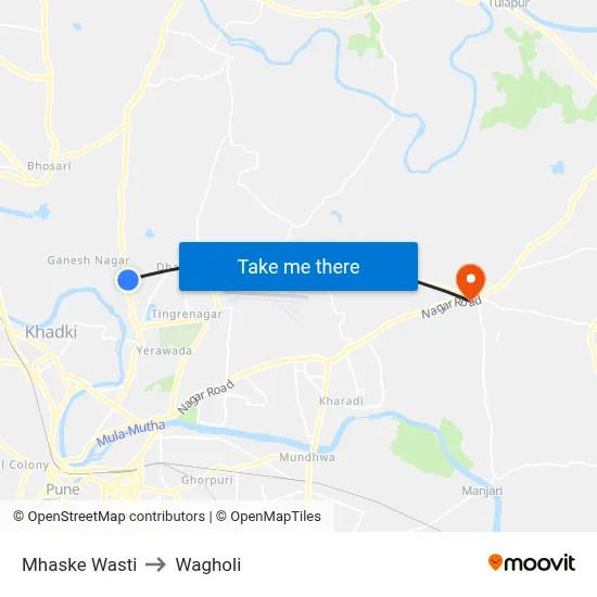 Mhaske Wasti to Wagholi map
