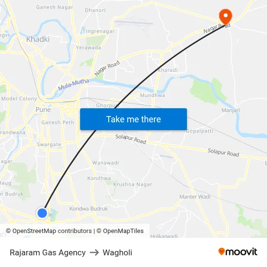 Rajaram Gas Agency to Wagholi map