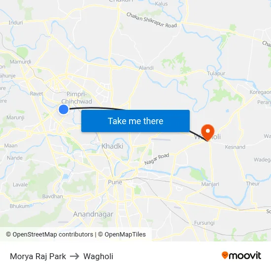 Morya Raj Park to Wagholi map