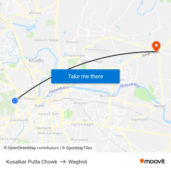 Kusalkar Putla Chowk to Wagholi map