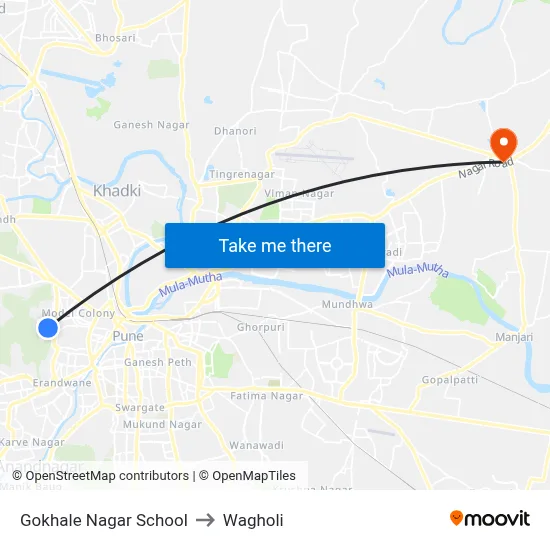 Gokhale Nagar School to Wagholi map