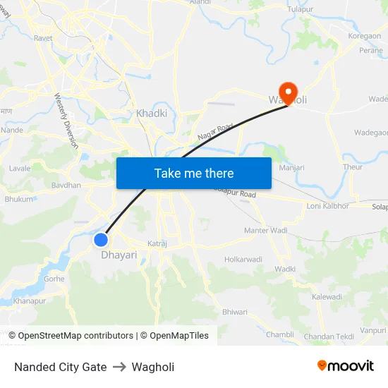 Nanded City Gate to Wagholi map