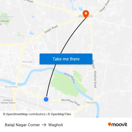 Balaji Nagar Corner to Wagholi map