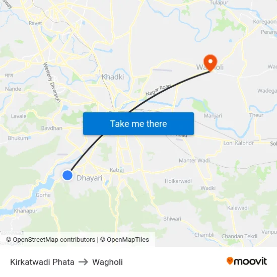 Kirkatwadi Phata to Wagholi map