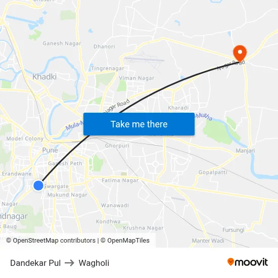 Dandekar Pul to Wagholi map