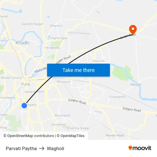 Parvati Paytha to Wagholi map