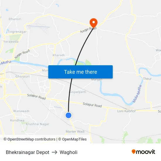 Bhekrainagar Depot to Wagholi map