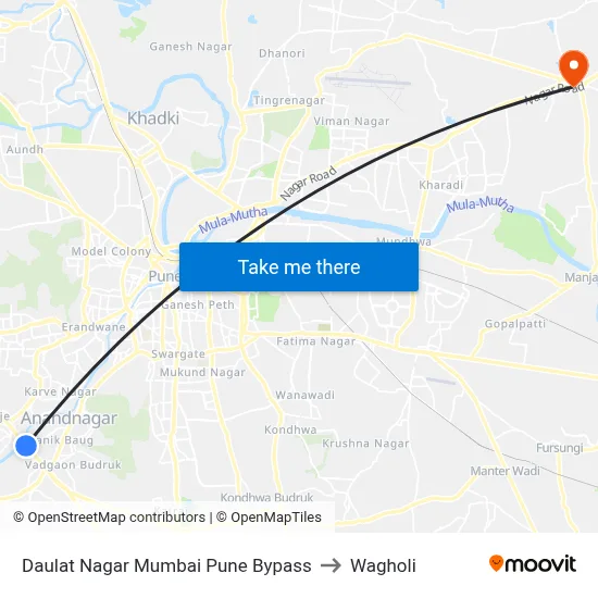 Daulat Nagar Mumbai Pune Bypass to Wagholi map