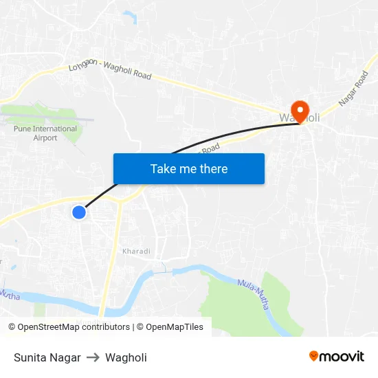 Sunita Nagar to Wagholi map