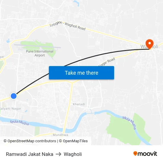Ramwadi Jakat Naka to Wagholi map