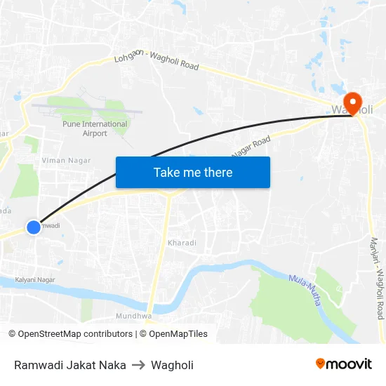 Ramwadi Jakat Naka to Wagholi map