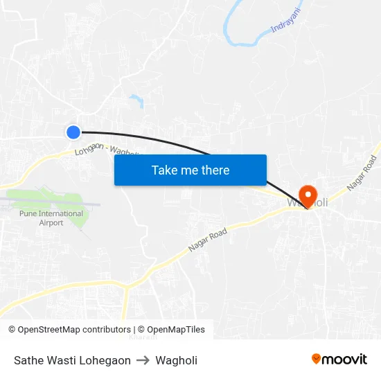 Sathe Wasti Lohegaon to Wagholi map