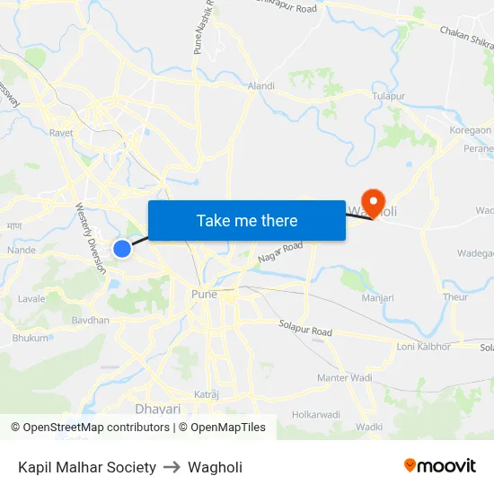 Kapil Malhar Society to Wagholi map