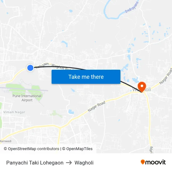 Panyachi Taki Lohegaon to Wagholi map